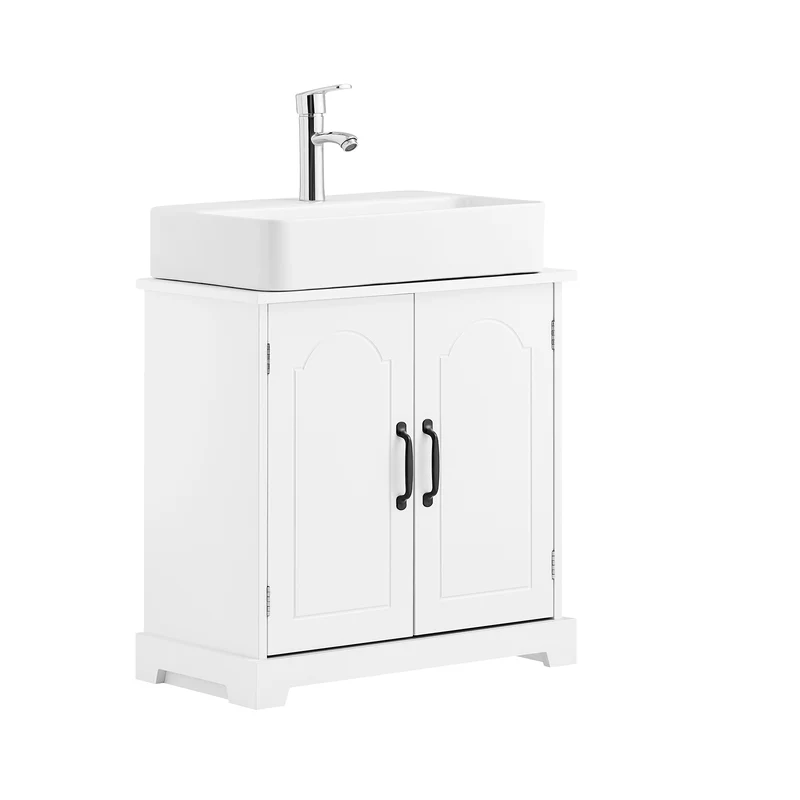 SoBuy BZR205-W Meuble Sous Lavabo avec Étagères Réglables – L60 × P30 × H60 cm, Blanc