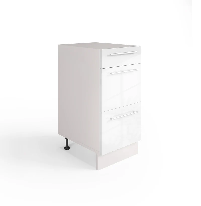 Meuble de Cuisine Bas, Casserolier 40 cm, 3 Tiroirs