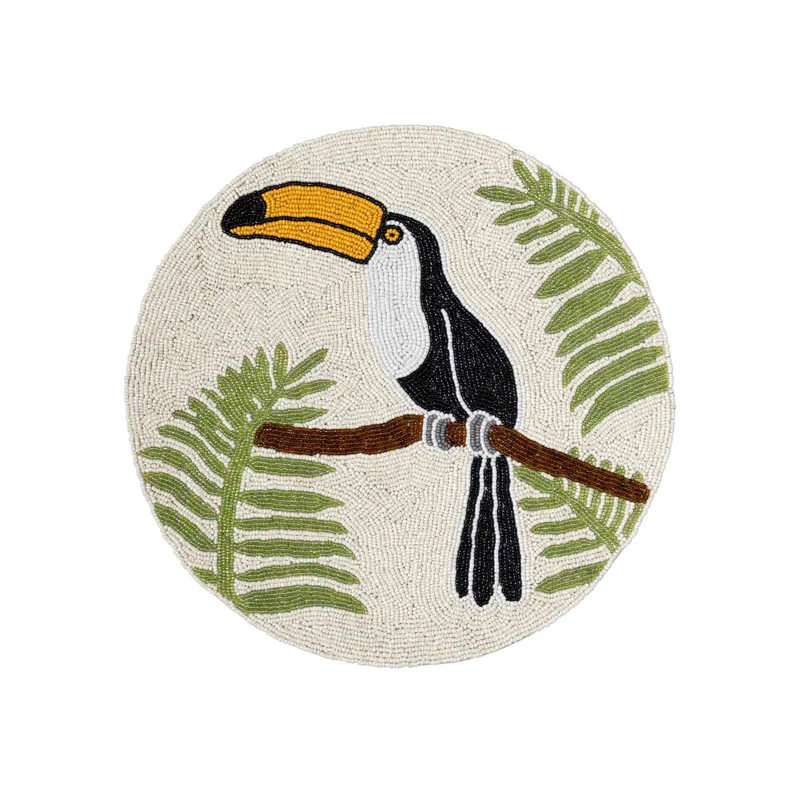 Toucan sur branche Set de table rond perlé