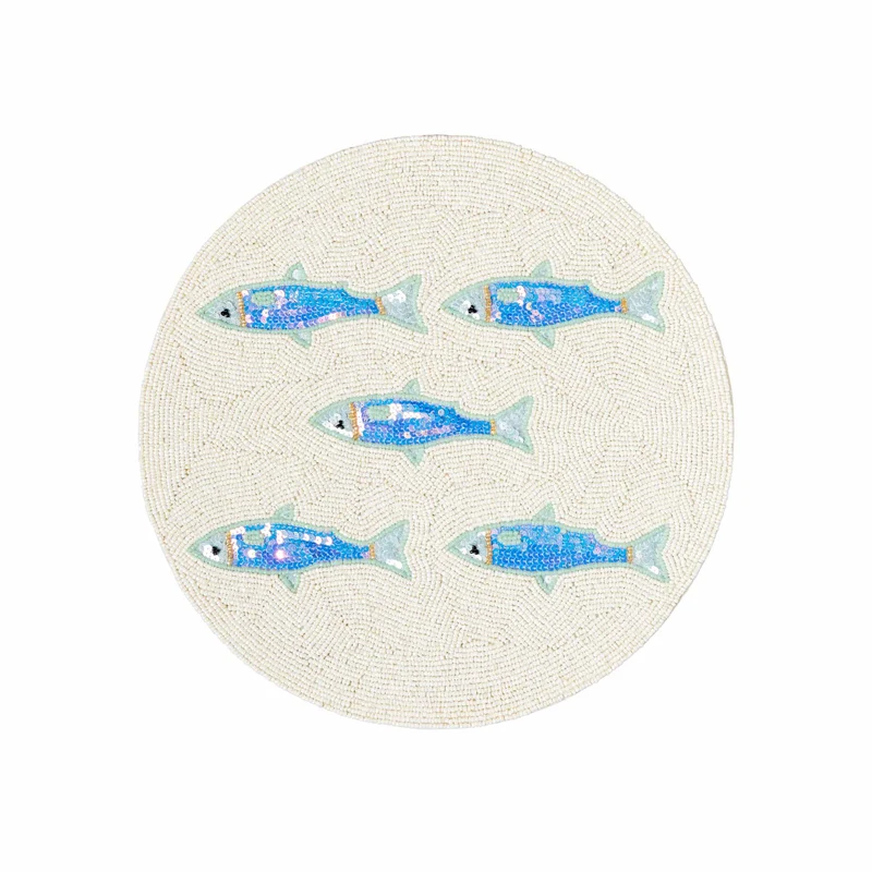 Poissons Set de table rond perlé Petit Modèle