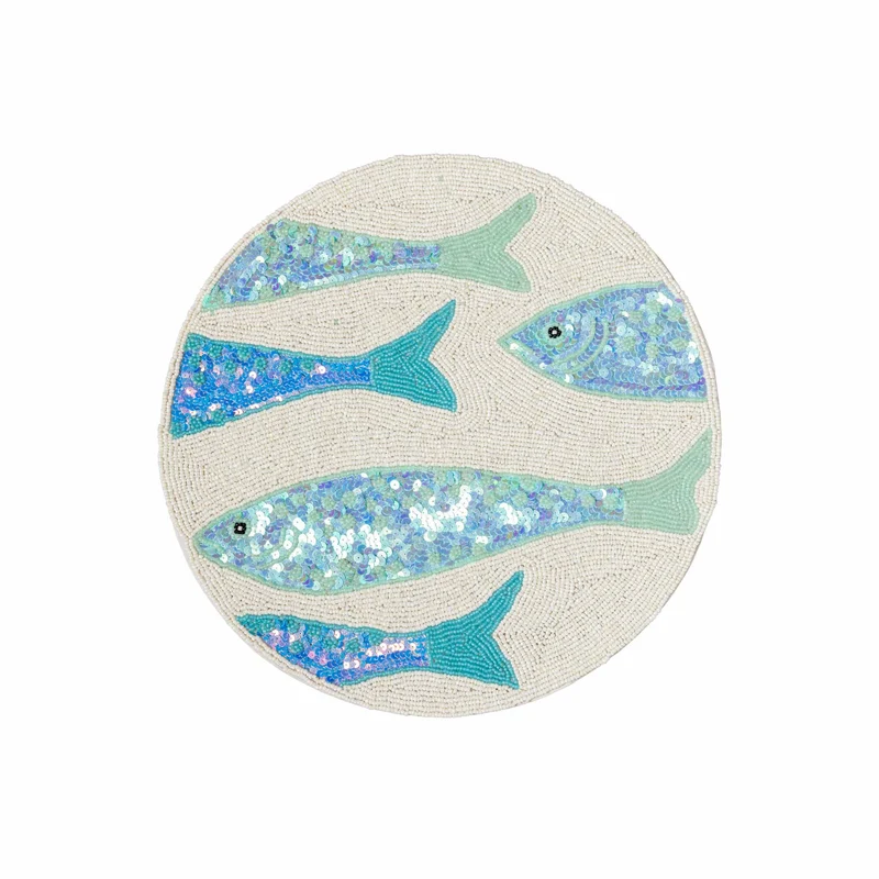 Poissons Set de table rond perlé Grand Modèle