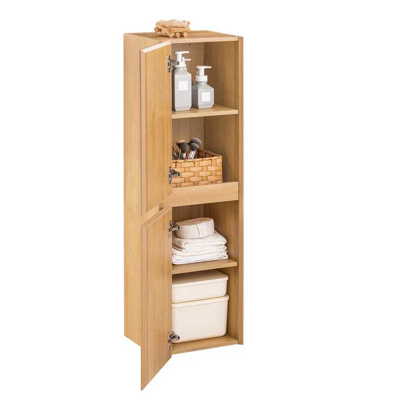 SoBuy BZR175-N Colonne de Salle de Bain Suspendue Armoire de Toilette Meuble Rangement, 2 Portes, Étagères Réglables
