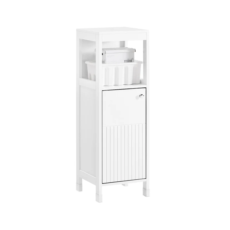SoBuy BZR186-W Meuble Salle de Bain sous Lavabo, 30x30x89 cm, Meuble de Rangement Armoire WC Blanc, Design Slim, Idéal pour Petites Salles de Bain