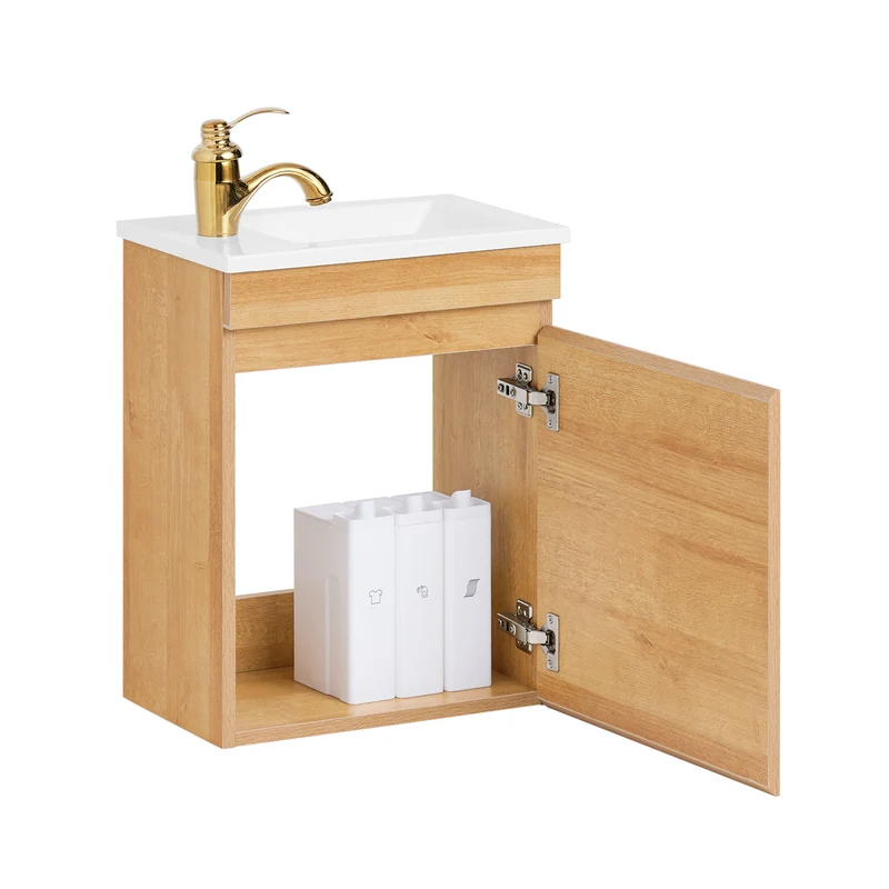 SoBuy BZR169-N Meuble Suspendu pour Lavabo Armoire de Salle de Bain avec Vasque Ensemble de Lavabo en céramique