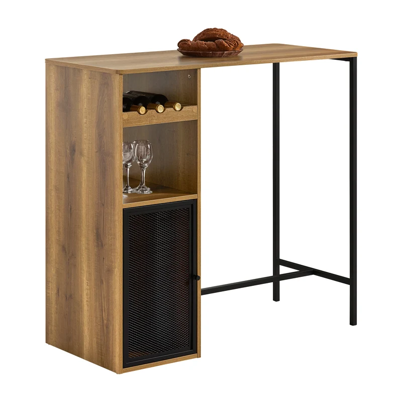 SoBuy FWT97-PF Table de Bar, Table Haute, Table à Manger, Table de Cuisine avec Supports pour Verres et Bouteilles