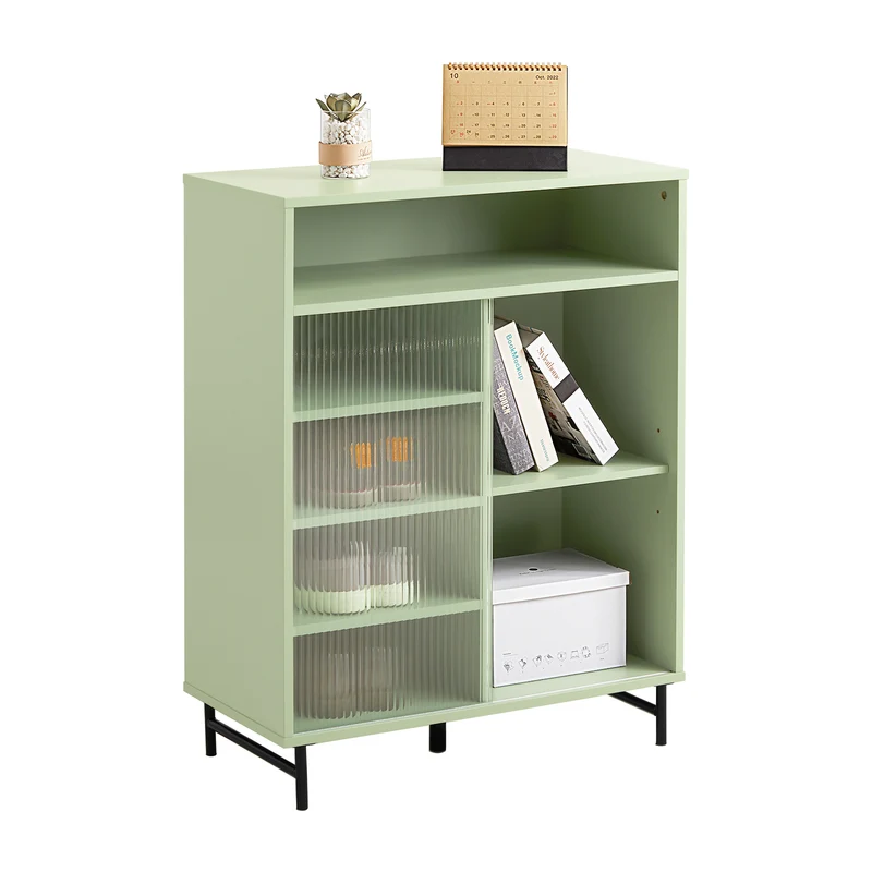 SoBuy FSB61-GR Buffet Meuble de Rangement avec Porte Coulissante en Verre, Commode Multifonction pour Entrée Salon Cuisine – Vert