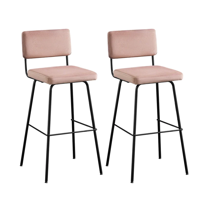 SoBuy FST90-Px2 Lot de 2 Tabourets de Bar Design Tabouret Haut de Bistrot avec Dossier et Repose-Pieds, Tabouret de Comptoir, Chaise de Bar