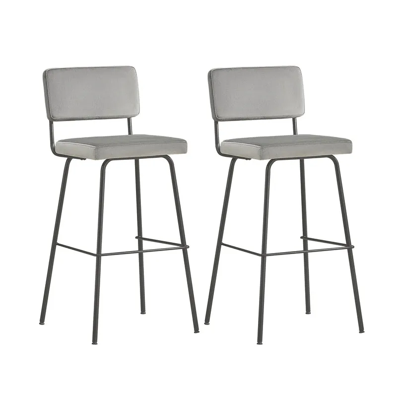 SoBuy FST90-DGx2 Lot de 2 Tabourets de Bar Design Tabouret Haut de Bistrot avec Dossier et Repose-Pieds, Tabouret de Comptoir, Chaise de Bar