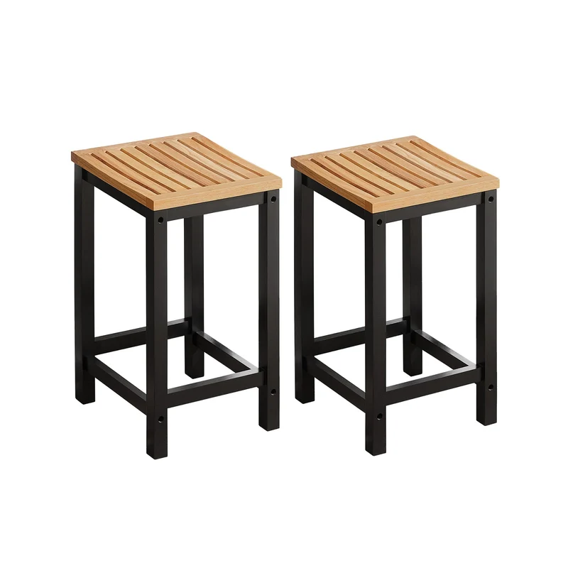 SoBuy FST29-SCHx2 Lot de 2 Chaises Tabourets de Cuisine en Bois avec Repose-Pieds