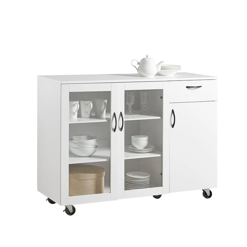 SoBuy FSB57-W Buffet sur roulettes Commode de Cuisine Armoire de Cuisine Multi-Rangement Chariot de Rangement