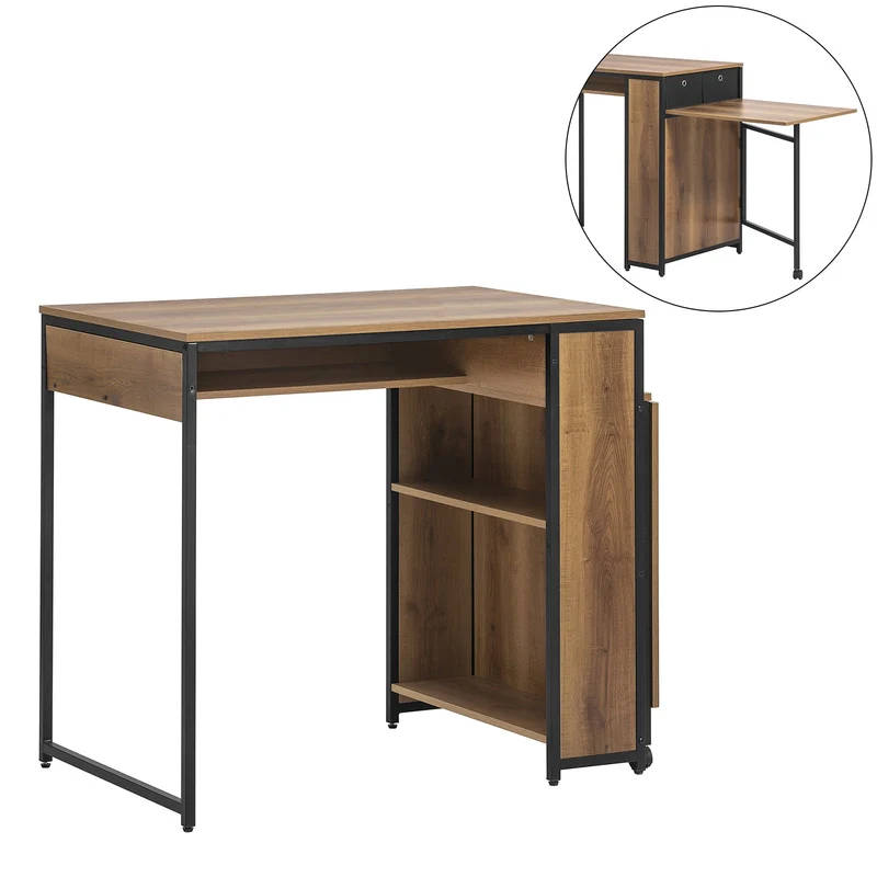 SoBuy FWT96-PF Bureau Informatique Table d’Etude Table à Manger Table avec Pliante Supplémentaire