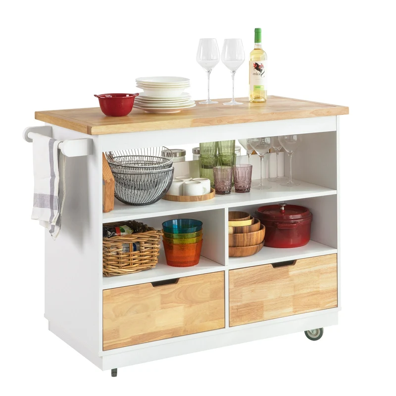 SoBuy FKW107-WN Desserte Roulante Chariot de cuisine Meuble de Rangement à Roulettes Chariot de Service