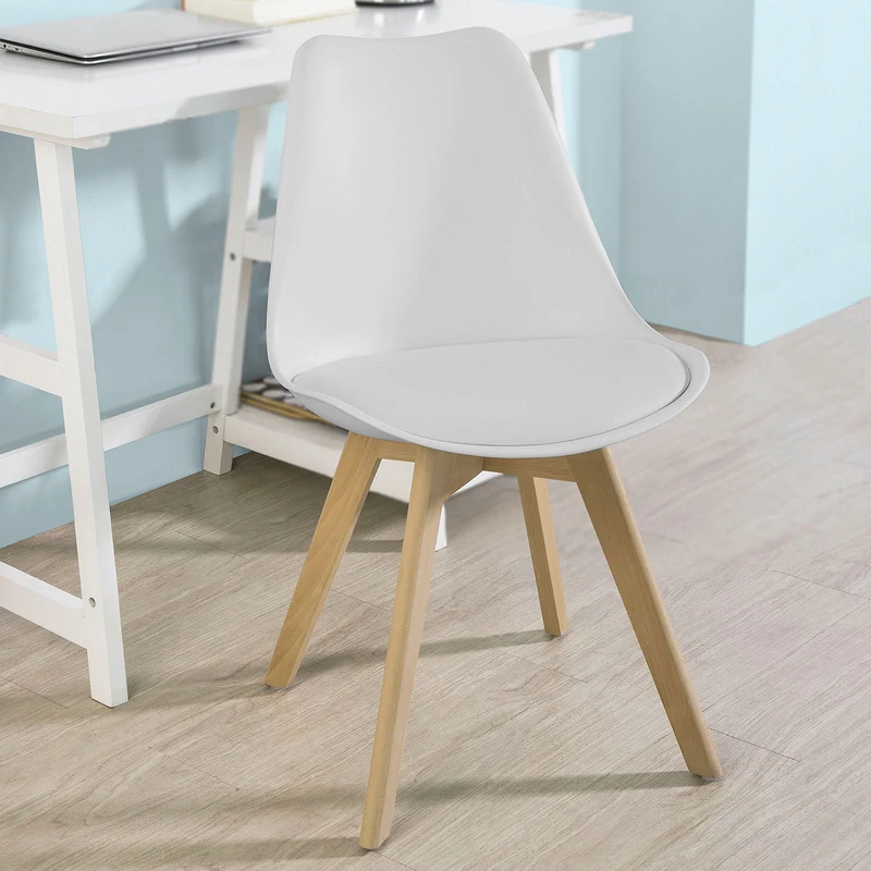 SoBuy FST58-W Chaise scandinave de cuisine salle à manger avec assise rembourrée