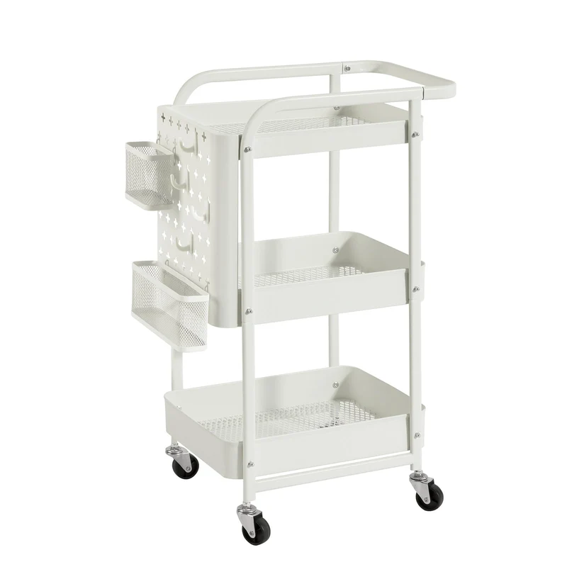 SoBuy SVW10-W Chariot de Rangement Desserte à Roulettes avec Poignée Mobile à Etagères en Métal