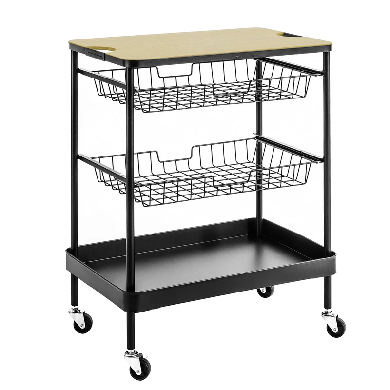 SoBuy SVW09-SCH Chariot de Rangement à l'île de Cuisine Desserte à roulettes avec Plateau Repas Amovible