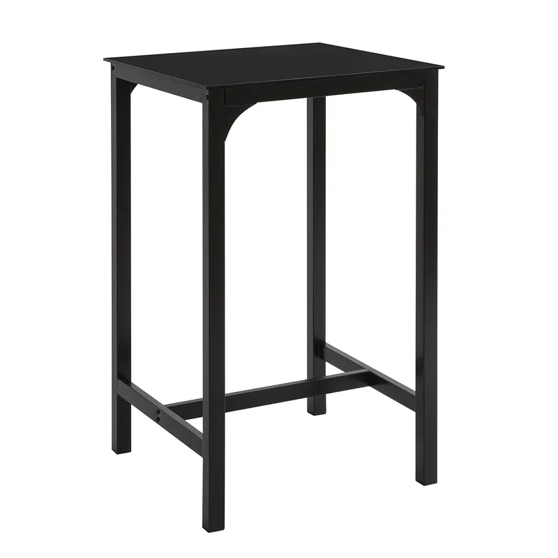 SoBuy OGT38-SCH Table de Bar Carrée Plateau en Verre Pieds en Acier Robuste