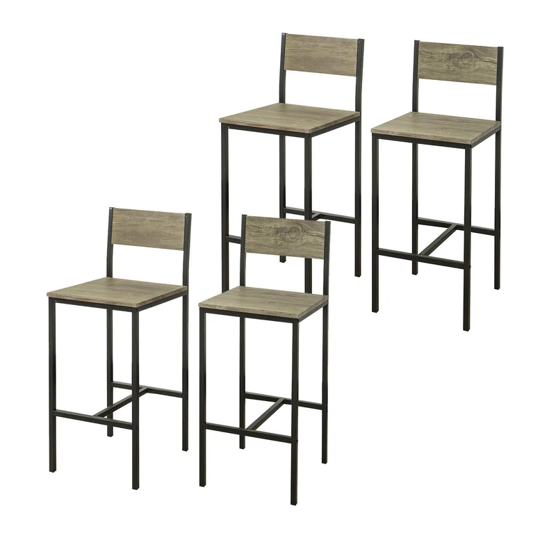 SoBuy FST53-Ax4 Lot de 4 Chaises Tabourets de Bar Cuisine Chaises de Bar, avec Repose-Pieds