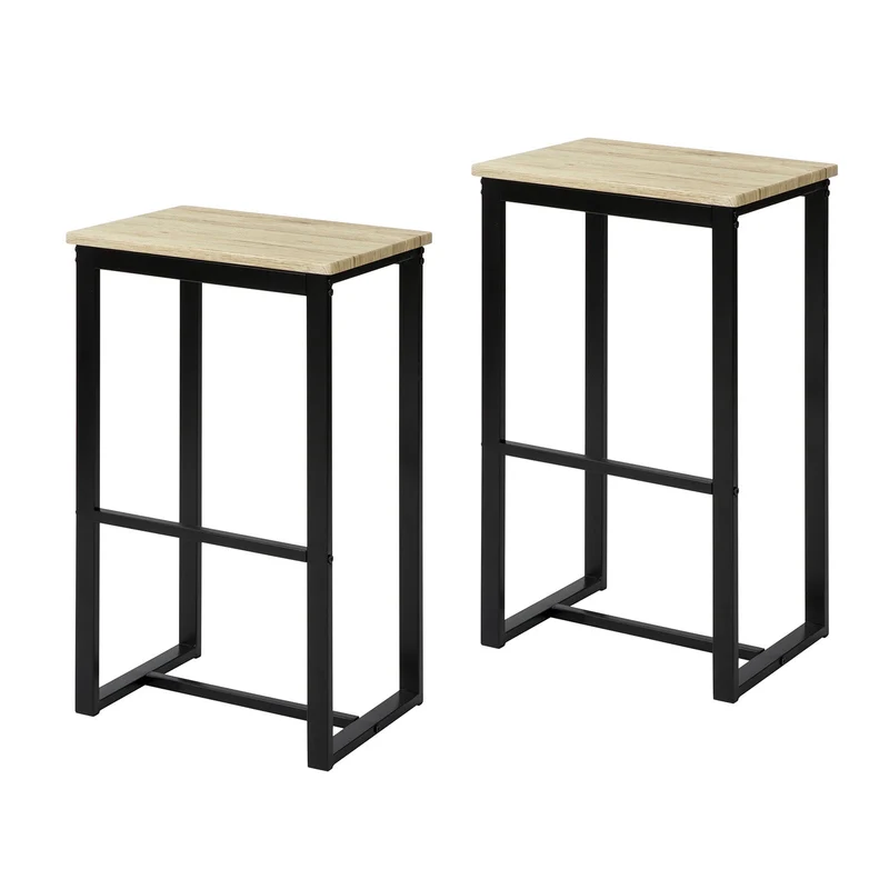 SoBuy FST74-Nx2 Lot de 2 Tabouret de Bar avec Repose-Pieds Tabouret Haut Chaise de Bar de Style Industriel pour Cuisine, Salle à Manger