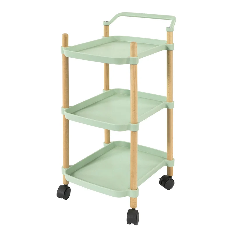 SoBuy SVW06-GR Chariot de Service à 3 Niveaux Petit Desserte Chariot Roulant Étagère de Rangement avec Poignée pour Cuisine