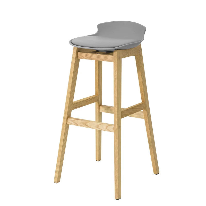 SoBuy FST79-HG Tabouret de Bar Design Chaise Haute de Bar Cuisine avec Repose-Pieds et Piètement en Bois de Chêne Haute Qualité