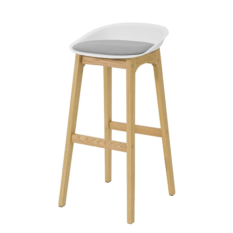 SoBuy FST78-W Tabouret de Bar Design Chaise Haute de Bar Cuisine avec Assise Rembourrée Repose-Pieds et Piètement en Bois de Chêne