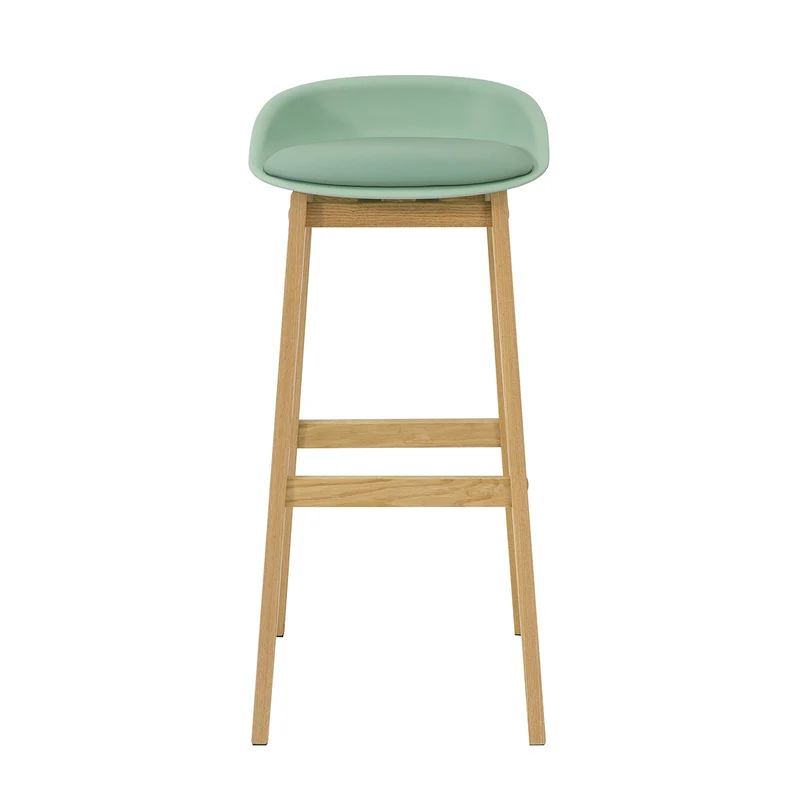 SoBuy FST78-GR Tabouret de Bar Design Chaise Haute de Bar Cuisine avec Assise Rembourrée Repose-Pieds et Piètement en Bois de Chêne