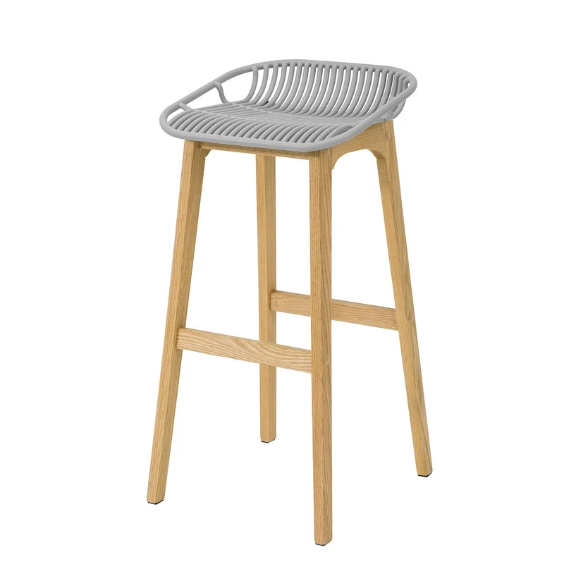 SoBuy FST77-HG Tabouret de Bar Design Chaise de Bar Cuisine avec Repose-Pieds Piètement en Bois de Chêne
