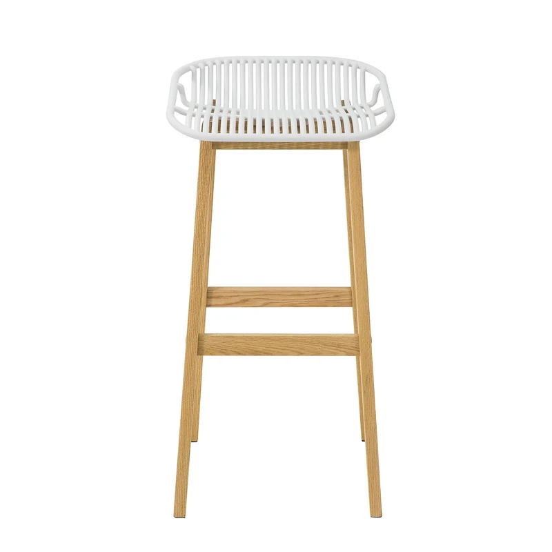 SoBuy FST77-W Tabouret de Bar Design Chaise de Bar Cuisine avec Repose-Pieds Piètement en Bois de Chêne