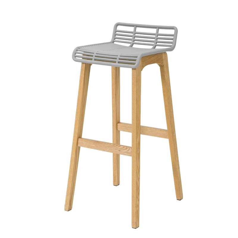 SoBuy FST76-HG Tabouret de Bar Design Chaise de Bar Cuisine avec Repose-Pieds Piètement en Bois de Chêne