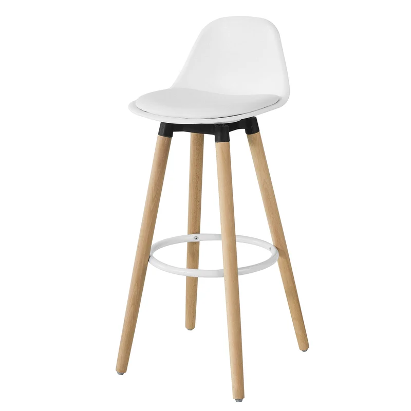 SoBuy FST70-W Tabouret de Bar avec Repose-Pieds et Dossier en Hêtre Blanc