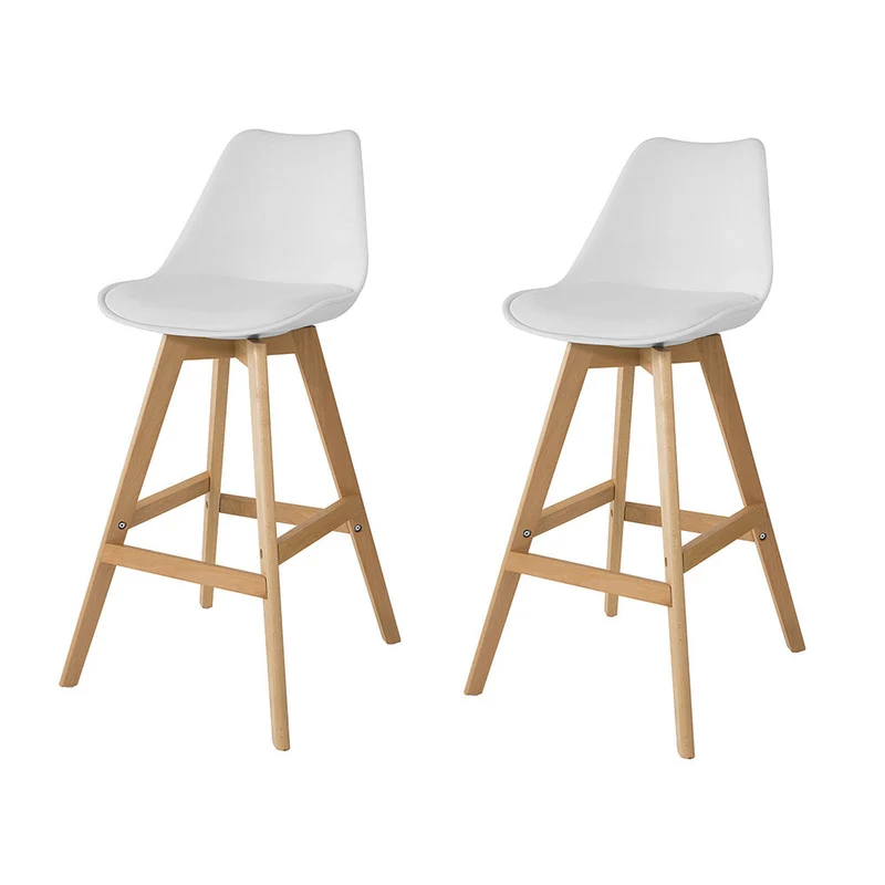 SoBuy FST69-W x2 Lot de 2 Tabourets de Bar Cuisine Tabouret Haut de Bar avec Dossier et Repose-Pieds