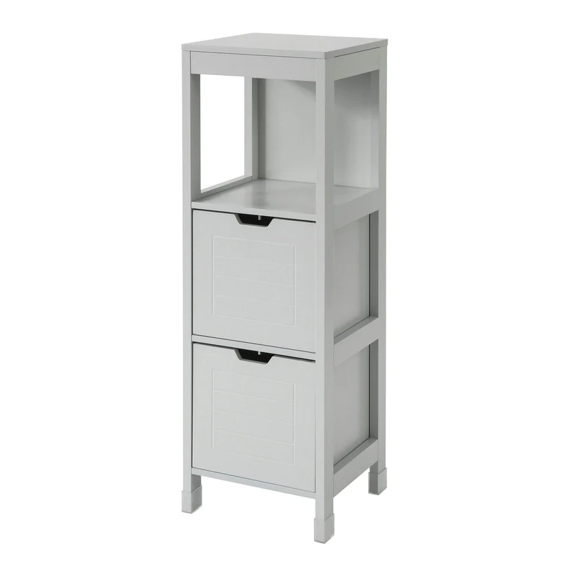 SoBuy FRG127-HG Meuble Demi-Colonne Meuble Bas de Salle de Bain Armoire Toilette-Gris Clair