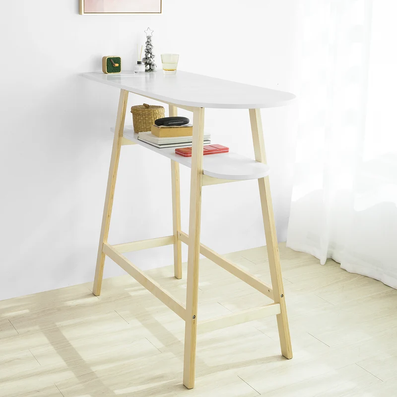 SoBuy FWT59-WN Table de Bar Table Haute de Bar Mange-Debout Cuisine Table café Scandinave