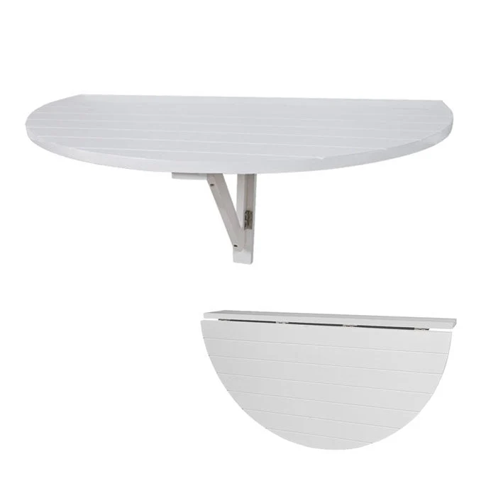 SoBuy FWT10-W Table murale rabattable en bois, Table de cuisine pliable, Table enfant demi-ronde, Blanc