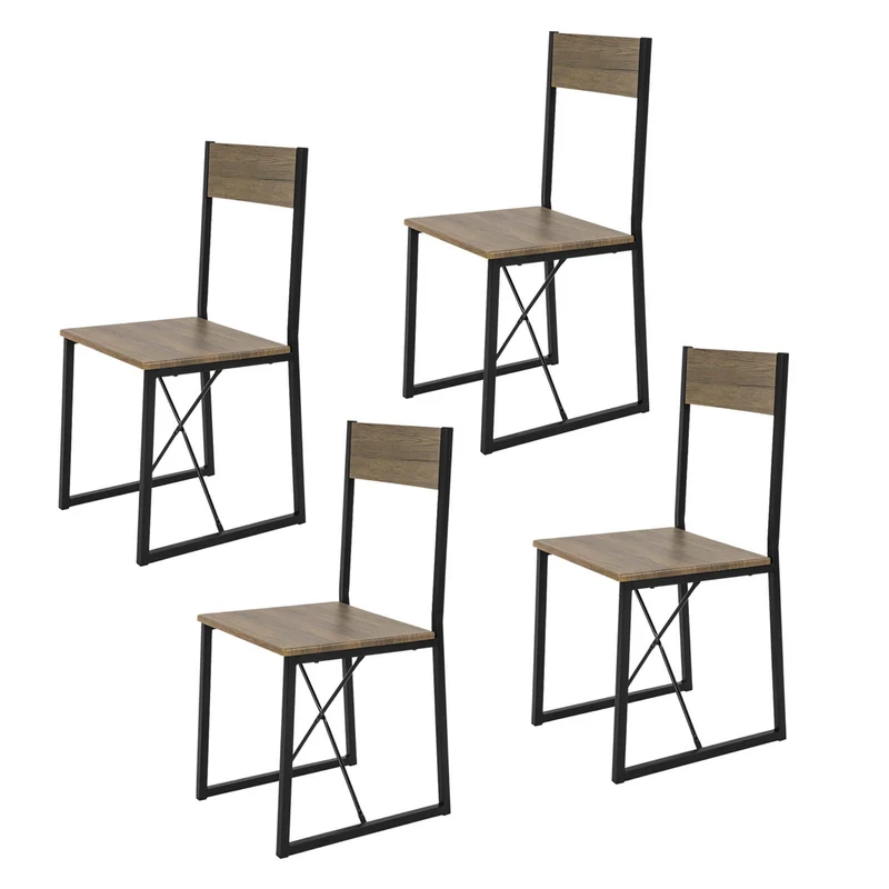 SoBuy FST67x4 Lot de 4 Chaises de Cuisine en Métal Chaises de Salle à Manger avec Dossier Chaise pour Restaurant