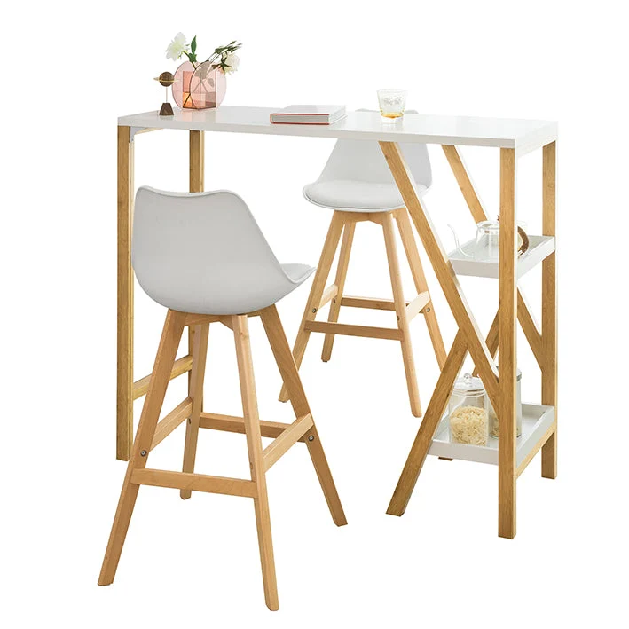 SoBuy FWT56-W Table de Bar Table Haute de Bar Mange-Debout Cuisine