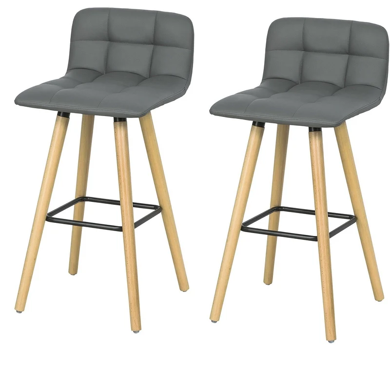 SoBuy FST50-HGX2 Lot de 2 Tabourets de Bar Cuisine Dossier Repose-Pieds Haute qualité