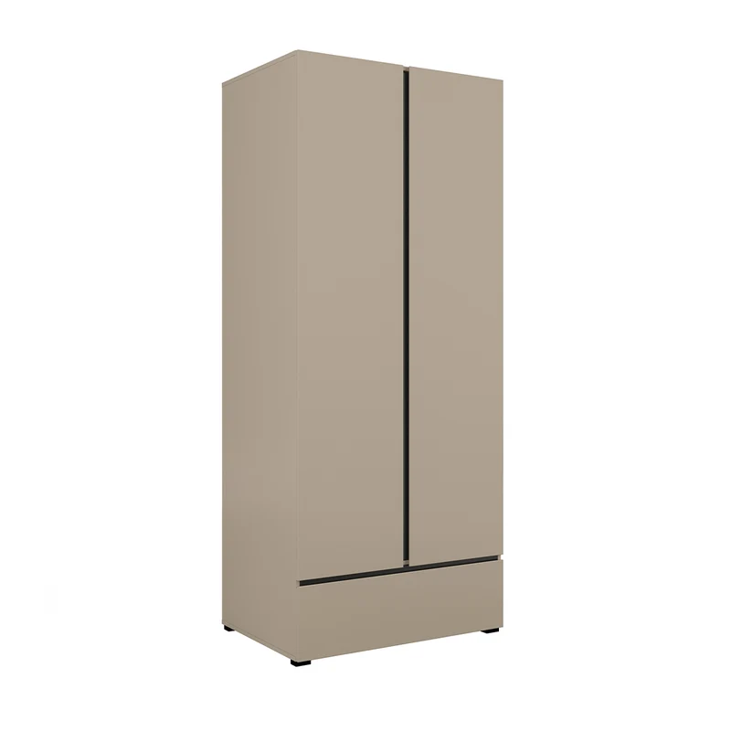 Armoire 2 portes 1 tiroir Lilia Taupe