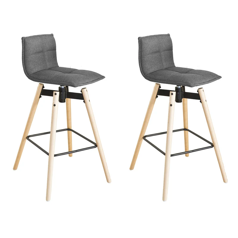SoBuy FST45-DGx2 Lot de 2 Tabourets de Bar Cuisine rotatifs avec Dossier et Repose-Pieds