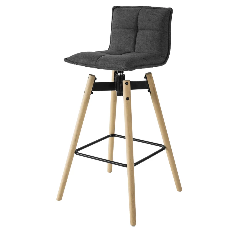 SoBuy FST45-DG Tabouret de bar cuisine rotatif à 360° avec dossier et repose-pieds