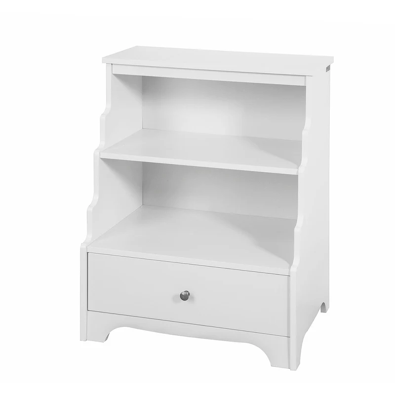 SoBuy FSB13-W Meuble de Rangement Table de Chevet Étagère Style Échelle