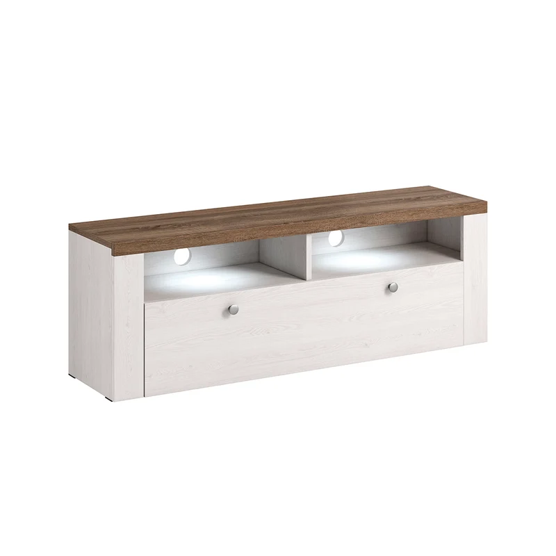 Meuble TV 1 porte 140 cm Amaury Bois Blanc