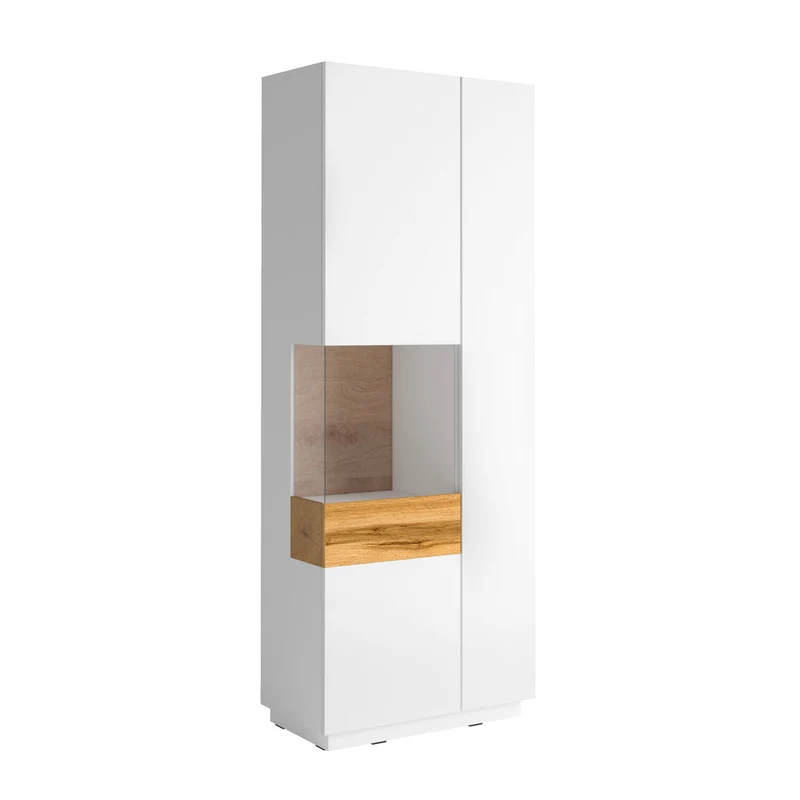 Vitrine 2 portes ouverture gauche Andrea Blanc et Bois