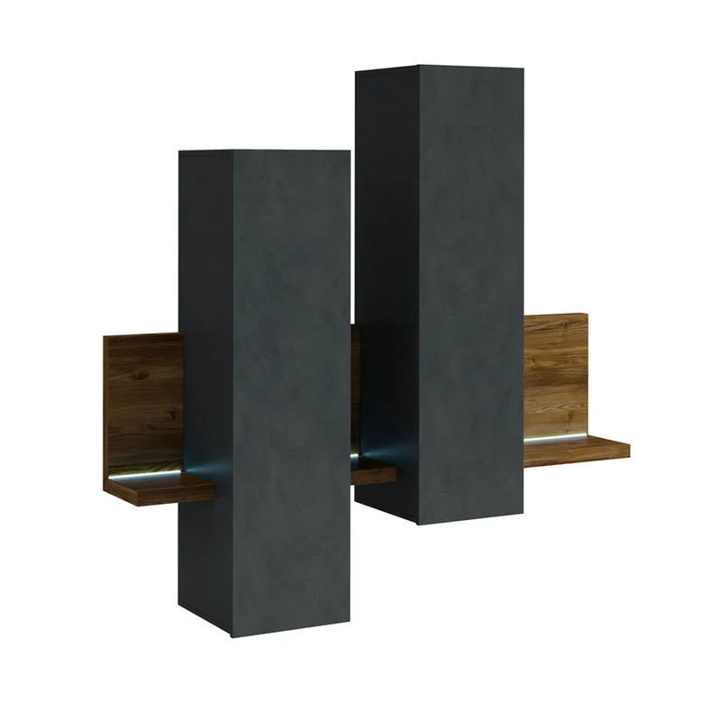 Étagère et armoire murale 150 cm Ilyes Gris et Bois