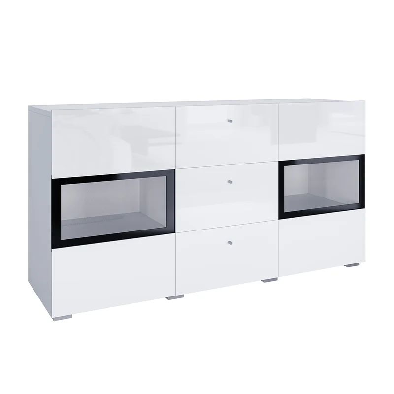 Buffet 2 portes 3 tiroirs avec LED Sloan Blanc