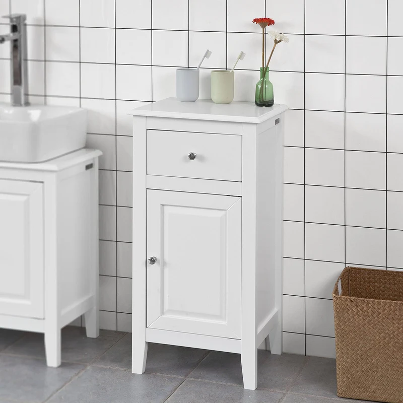 SoBuy FRG206-W Table d’appoint Meuble Bas de Salle de Bain Armoire Toilette