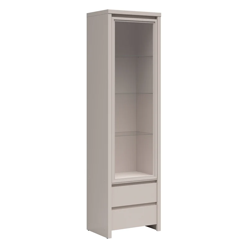 Vitrine 1 porte 2 tiroirs Soren Cachemire
