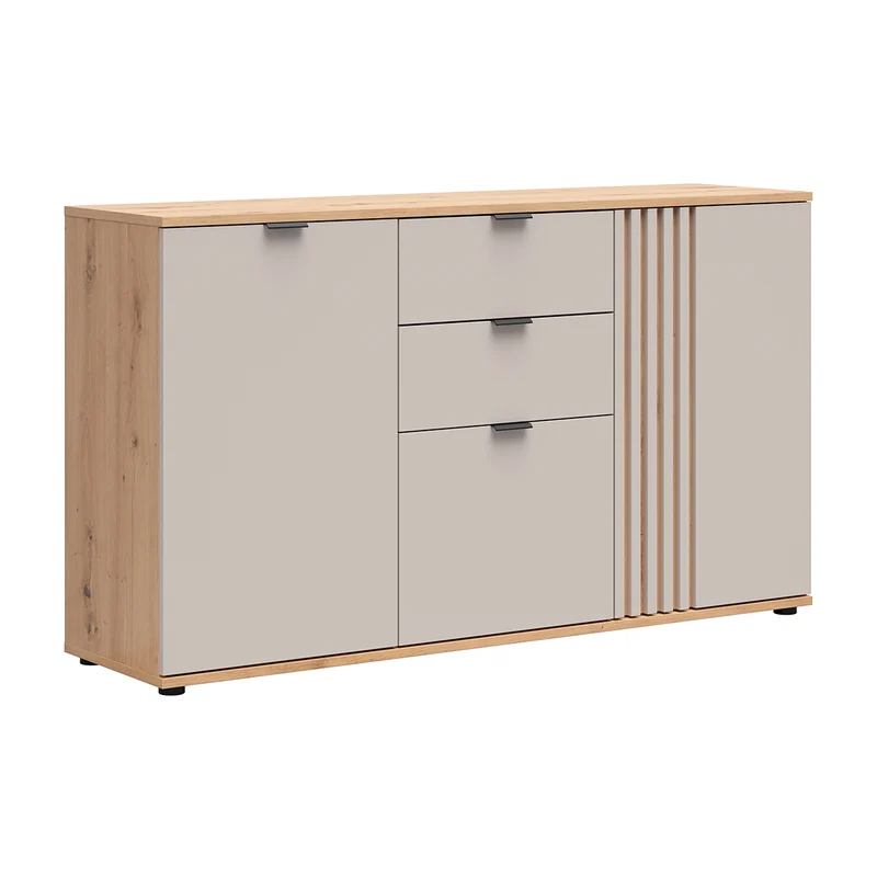 Buffet 3 portes 2 tiroirs Ezra Cachemire et Bois