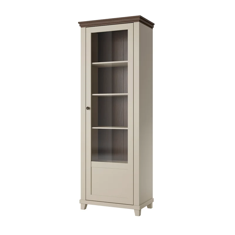 Vitrine 1 porte ouverture droite Martin Beige et Bois