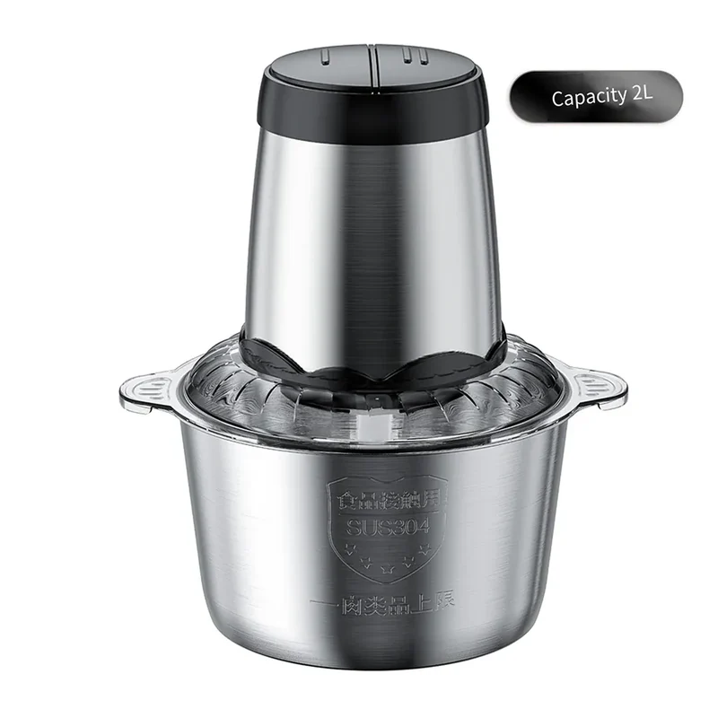 Hachoir Électrique Multifonction Inox 304 — 300 W, 2 L ou 3 L, Double Vitesse